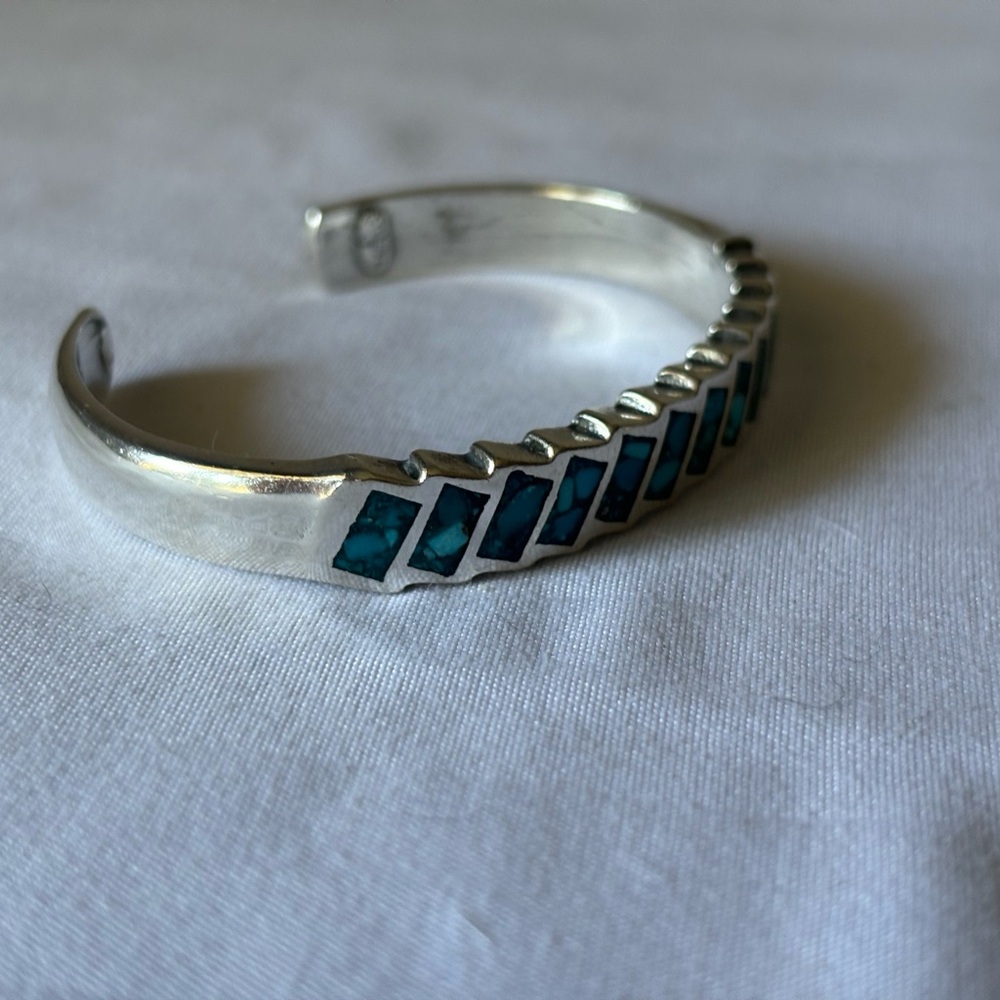 Small turquoise cuff, Fred Harvey era, sterling silver